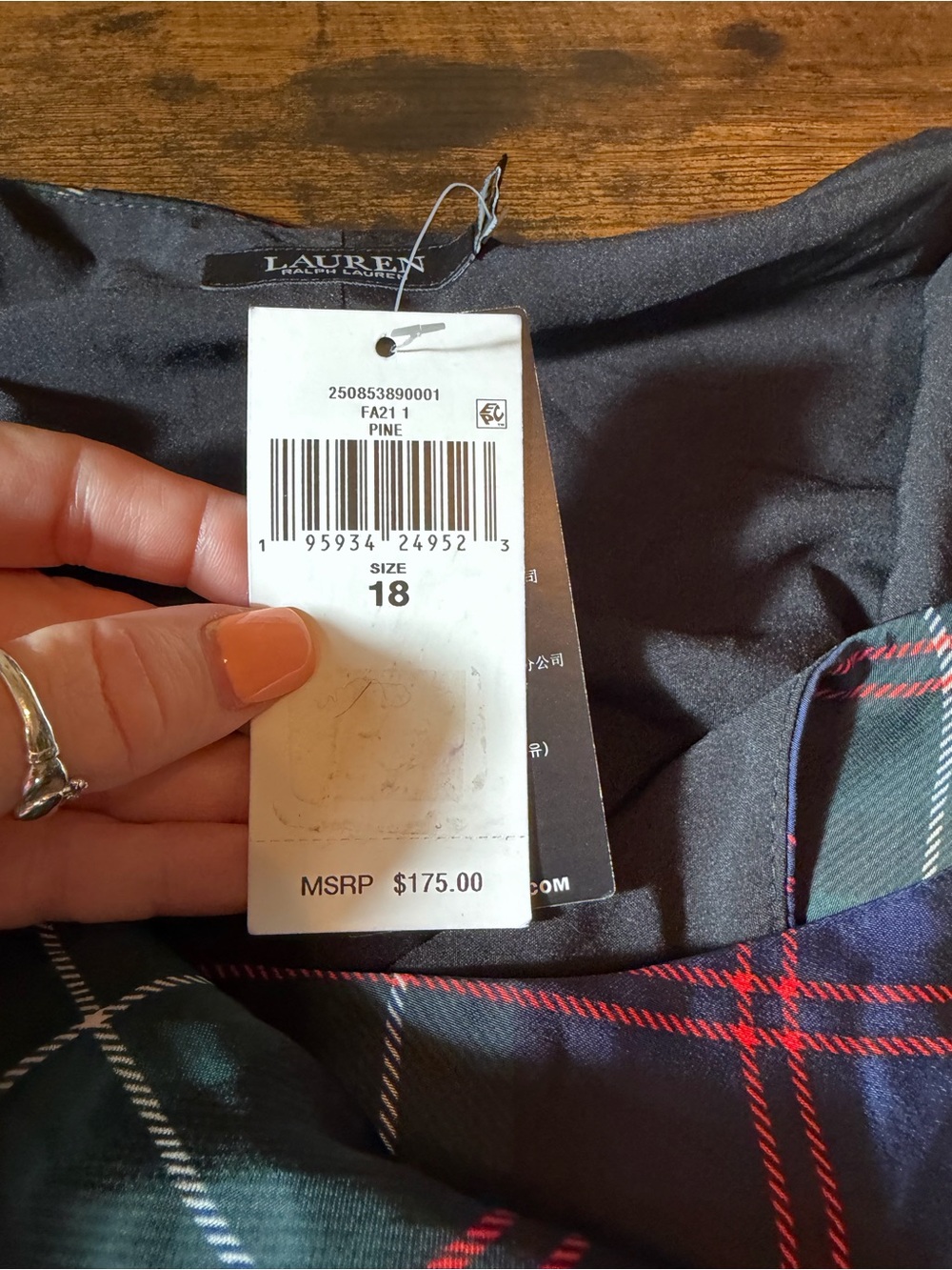 Lauren Ralph Lauren Plaid Midi Dress Women’s Size 18 Pine Green Navy Red NWT - Picture 10 of 12